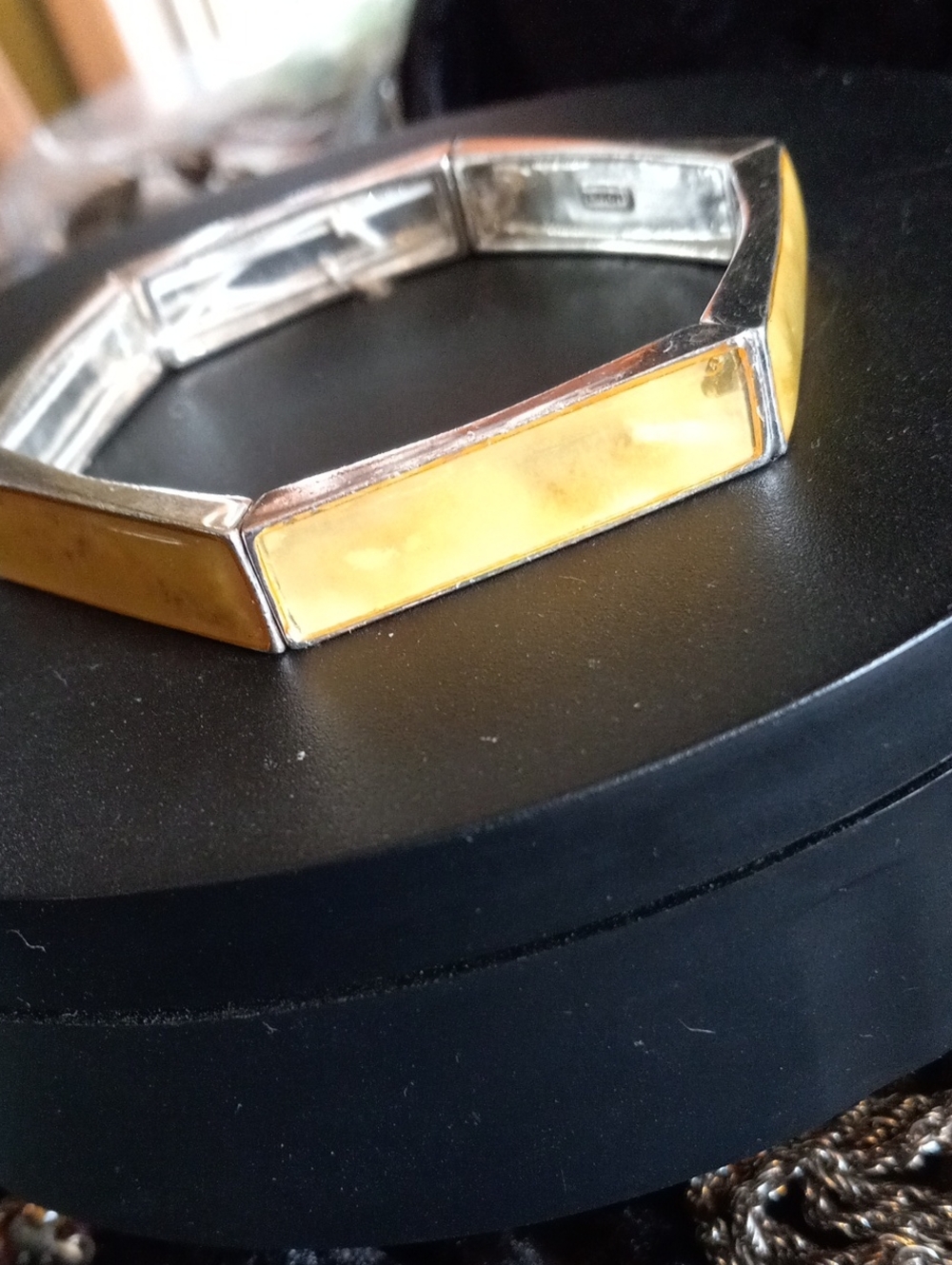 Monet Yellow Enamel Geometric Bangle Bracelet
